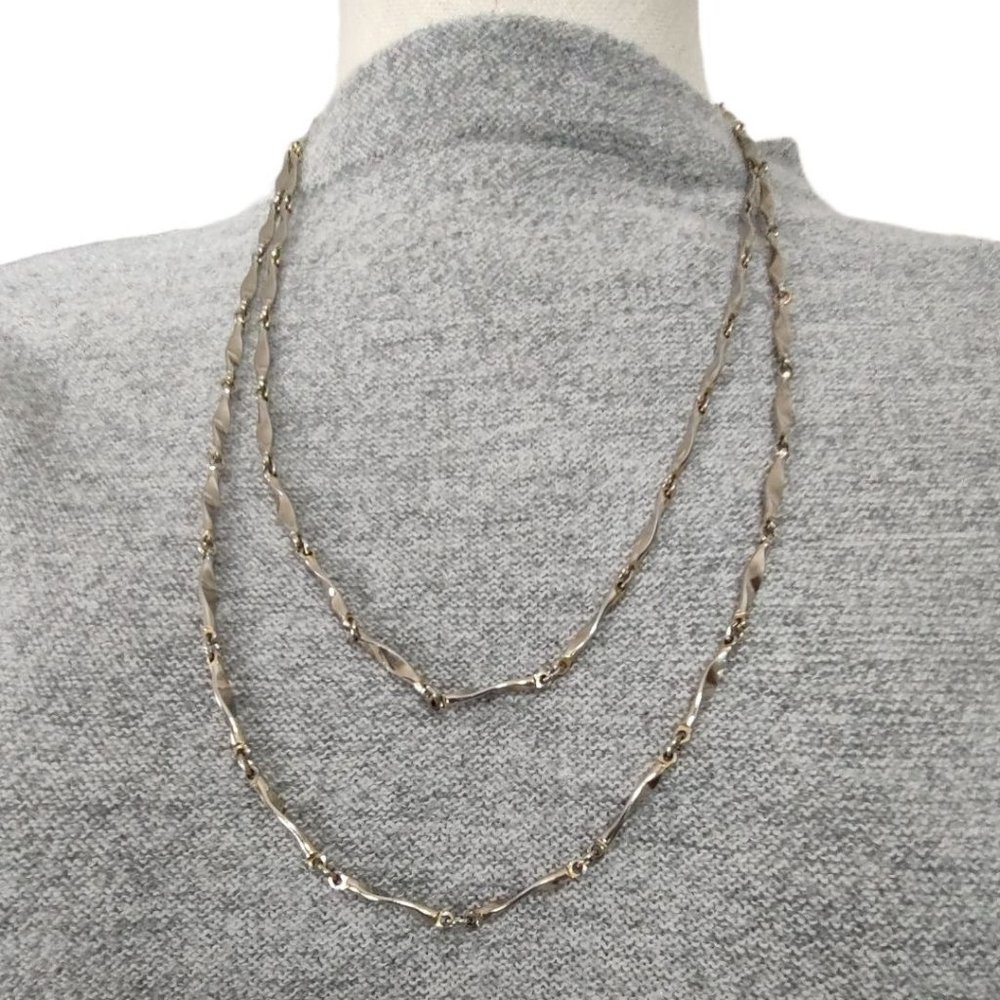 Sliver Tone Long / Double Layered Necklace